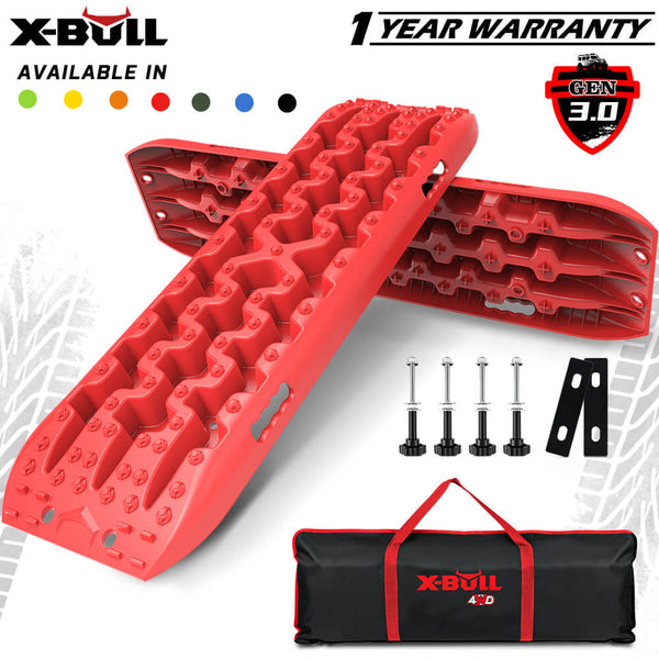  Red 4Wd Snow Tracks Recovery Tracks (2Pcs) With Mounting Bolts