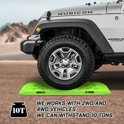 Green 4Wd Snow Tracks Recovery Tracks (2Pcs) With Mounting Bolts