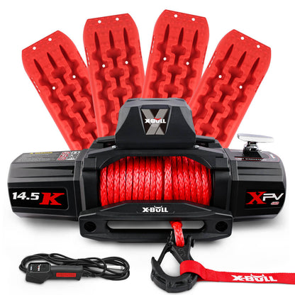 4WD Electric Winch: 14500Lbs, 12V Red