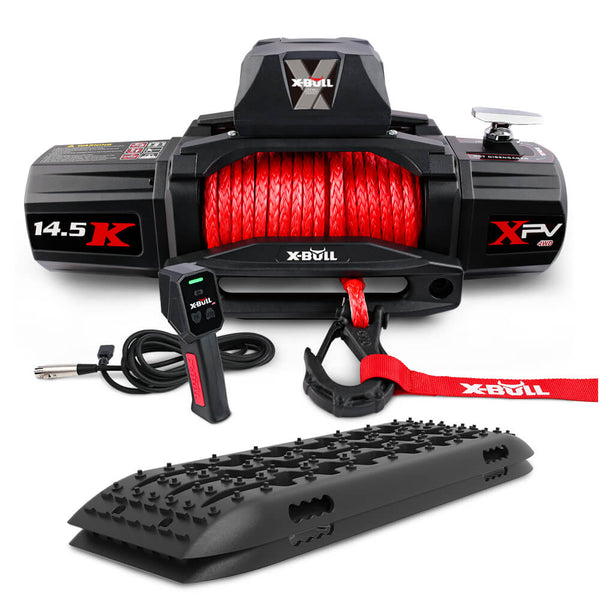  Black 14500Lbs Electric Winch 12V With Gen2.0 Recovery Tracks
