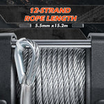 4500Lb Electric Winch Steel Cable & 5.5Mx13M Synthetic Rope