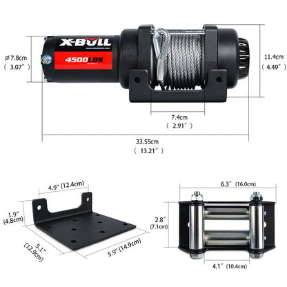 4500Lbs Electric Winch Steel Cable Remote Boat Atv