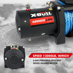 12V Electric Winch 12000LBS synthetic rope 4wd Jeep with winch cover