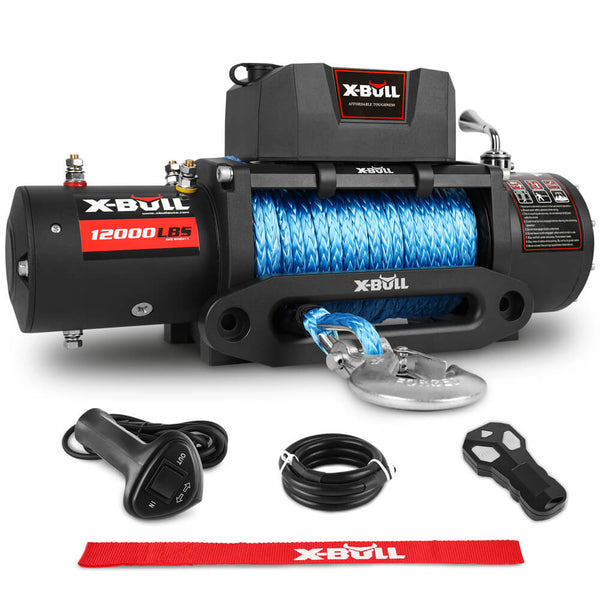  12V Electric Winch 12000LBS synthetic rope 4wd Jeep with winch cover