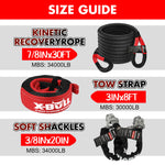 4Wd Recovery Kit With Winch, Kinetic Rope, And Snatch Strap