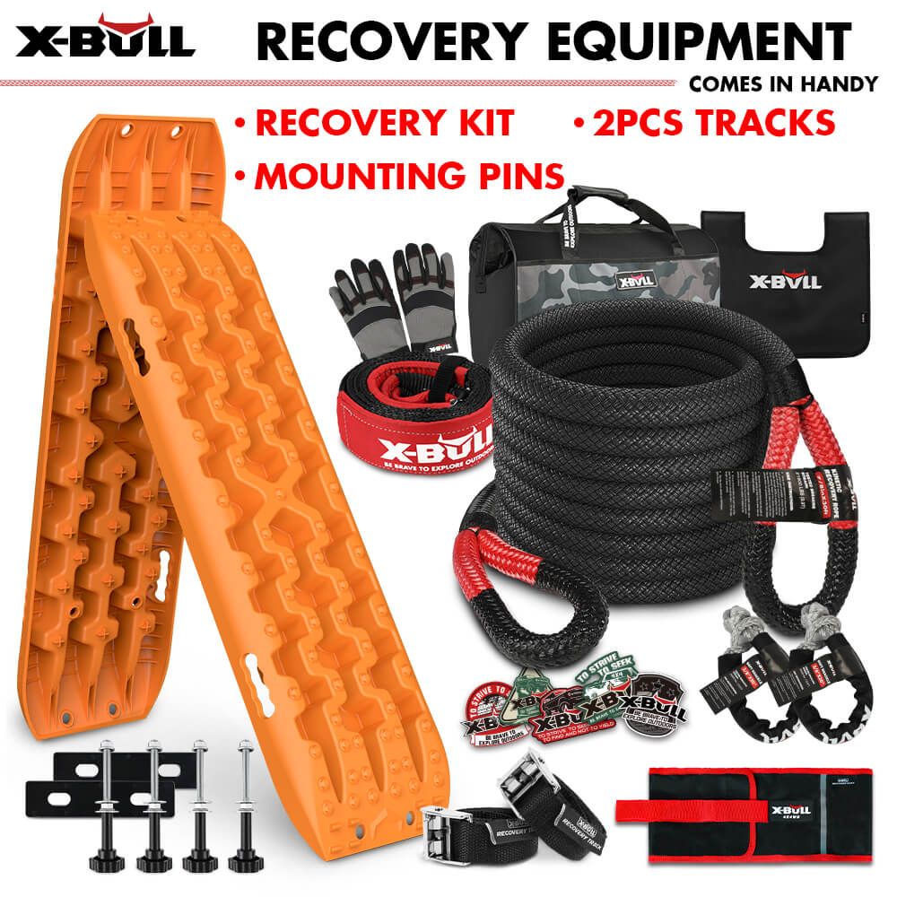 Capral Rope Track 4X4 Recovery Kit With Kinetic Rope, Snatch Strap, Tracks, And Mounting