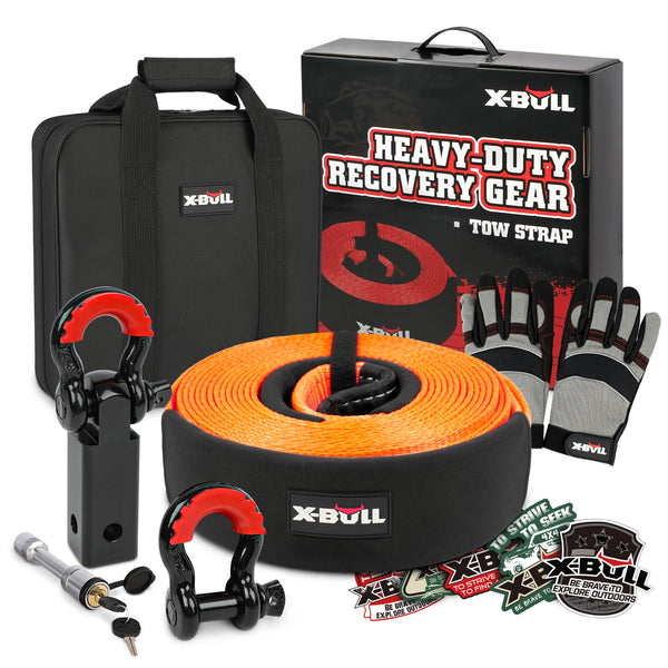  4Wd Recovery Kit With Snatch Strap, Hitch Receiver, And Bow Shackles