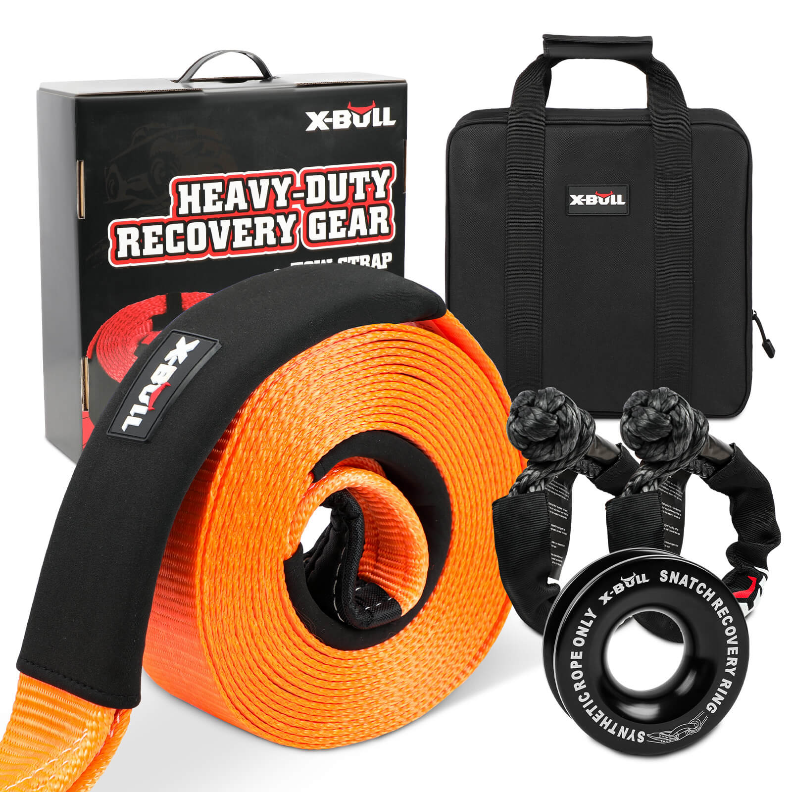 4Wd Recovery Kit With Snatch Strap, Soft Shackles, And Snatch Block Pu