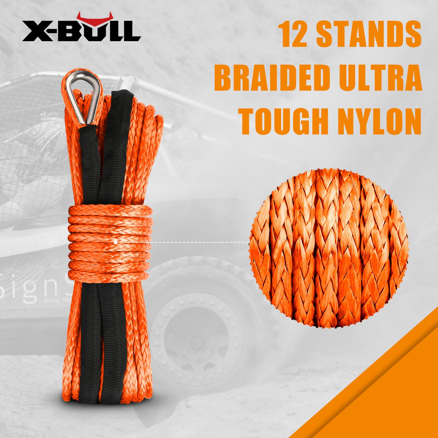 Dyneema Synthetic Winch Rope 5.5Mm X 13M For Offroad Recovery