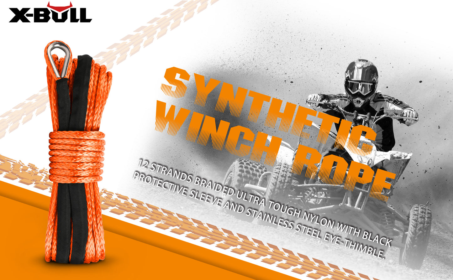 Dyneema Synthetic Winch Rope 5.5Mm X 13M For Offroad Recovery