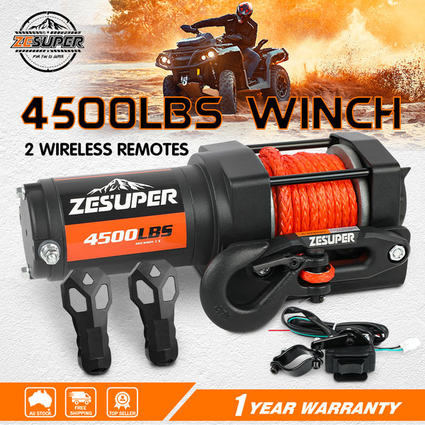  4500Lb Electric Winch 12V Wireless Portable Atv Utv Boat Trailer