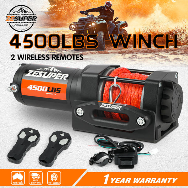  12V Winch 4500Lbs Electric Winch Atv Winch Synthetic Rope Boat Trailer