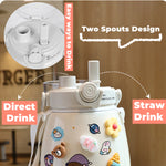 1000Ml Large Water Bottle Stainless Steel Straw Water Jug With Free Sticker Packs