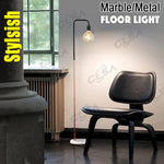 2 X Led Floor Light With Marble Base And Metal Matt Black