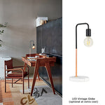 2 X Led Table Light With Marble Base And Matt Black Metal Copper