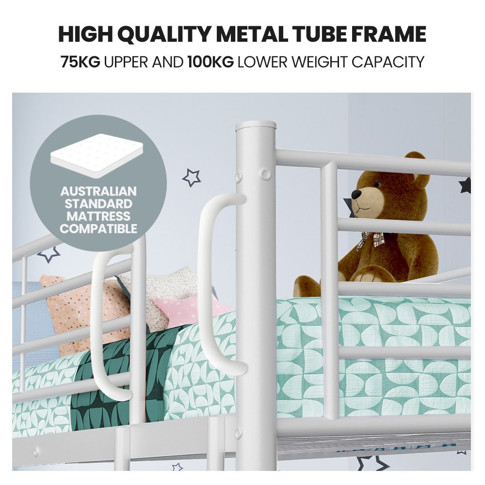 2In1 King Single Metal Bunk Bed Frame With Modular Design Matte - 3