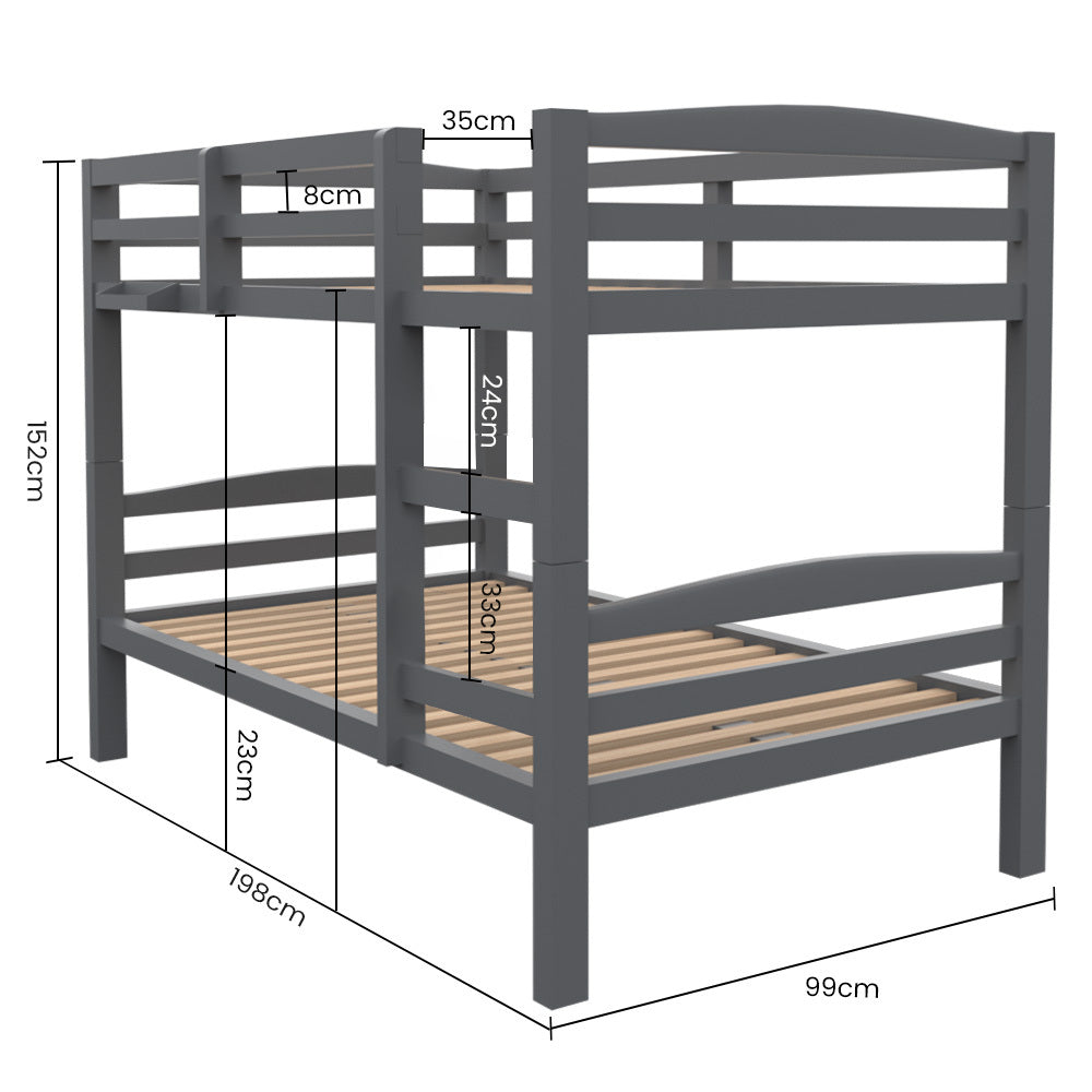 Single Bunk Bed Frame Solid Pine 2-In-1 Modular Design Converts To - 11