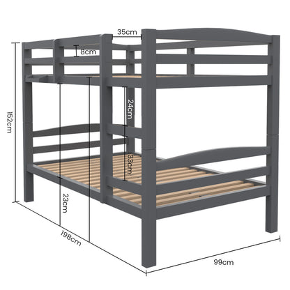 Single Bunk Bed Frame Solid Pine 2-In-1 Modular Design Converts To - 11