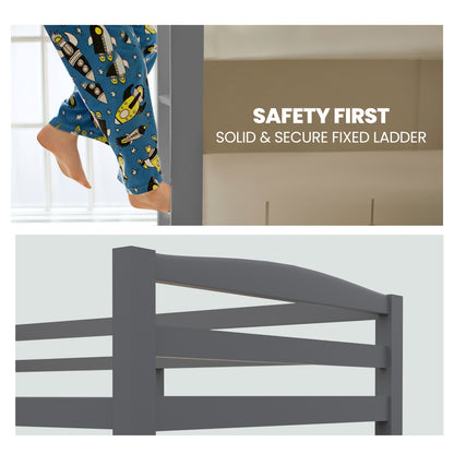 Single Bunk Bed Frame Solid Pine 2-In-1 Modular Design Converts To - 6