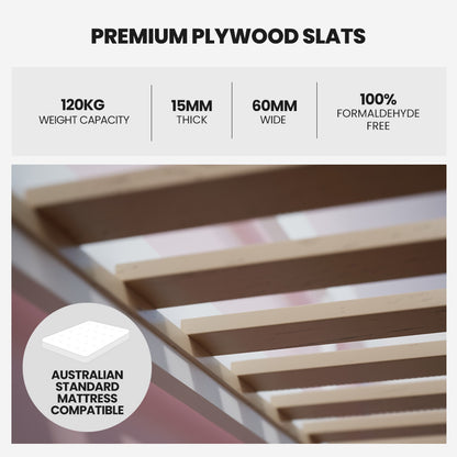 Wooden Single Sofa Bed Frame With Storage Drawers - White Slat