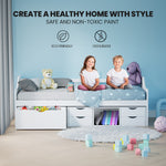 Wooden Single Sofa Bed Frame With Storage Drawers - White Slat