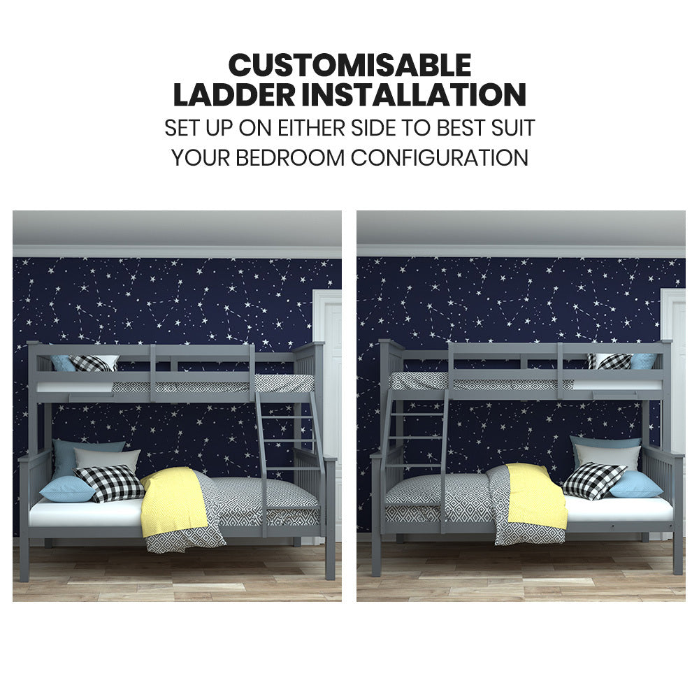 Bunk Bed Triple Wooden Single Over Double Beds For Kids Solid Pine