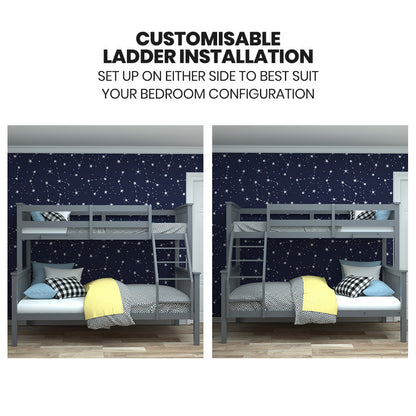 Bunk Bed Triple Wooden Single Over Double Beds For Kids Solid Pine
