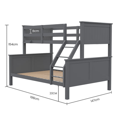 Triple Wooden Single Over Double Bunk Bed Frame For Kids