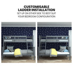 Triple Wooden Single Over Double Bunk Bed Frame For Kids