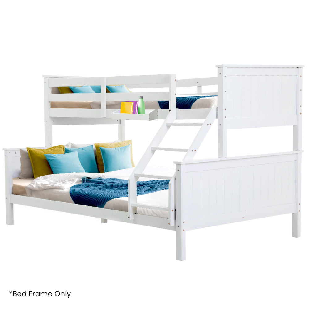 Triple Wooden Single Over Double Bunk Bed Frame For Kids
