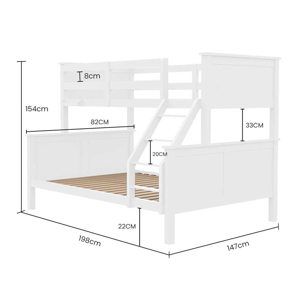 Triple Wooden Single Over Double Bunk Bed Frame For Kids