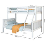 Single Over Double Wooden Bunk Bed Frame Triple Solid Pine 2-In-1