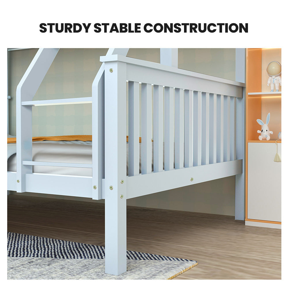 Single Over Double Wooden Bunk Bed Frame Triple Solid Pine 2-In-1