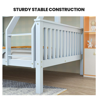 Single Over Double Wooden Bunk Bed Frame Triple Solid Pine 2-In-1