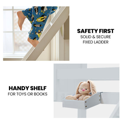 Single Over Double Wooden Bunk Bed Frame Triple Solid Pine 2-In-1