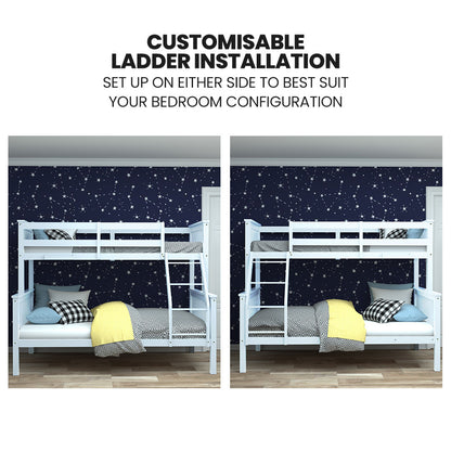 Single Over Double Wooden Bunk Bed Frame Triple Solid Pine 2-In-1