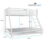 Single Over Double Metal Bunk Bed Frame Matte White King Size