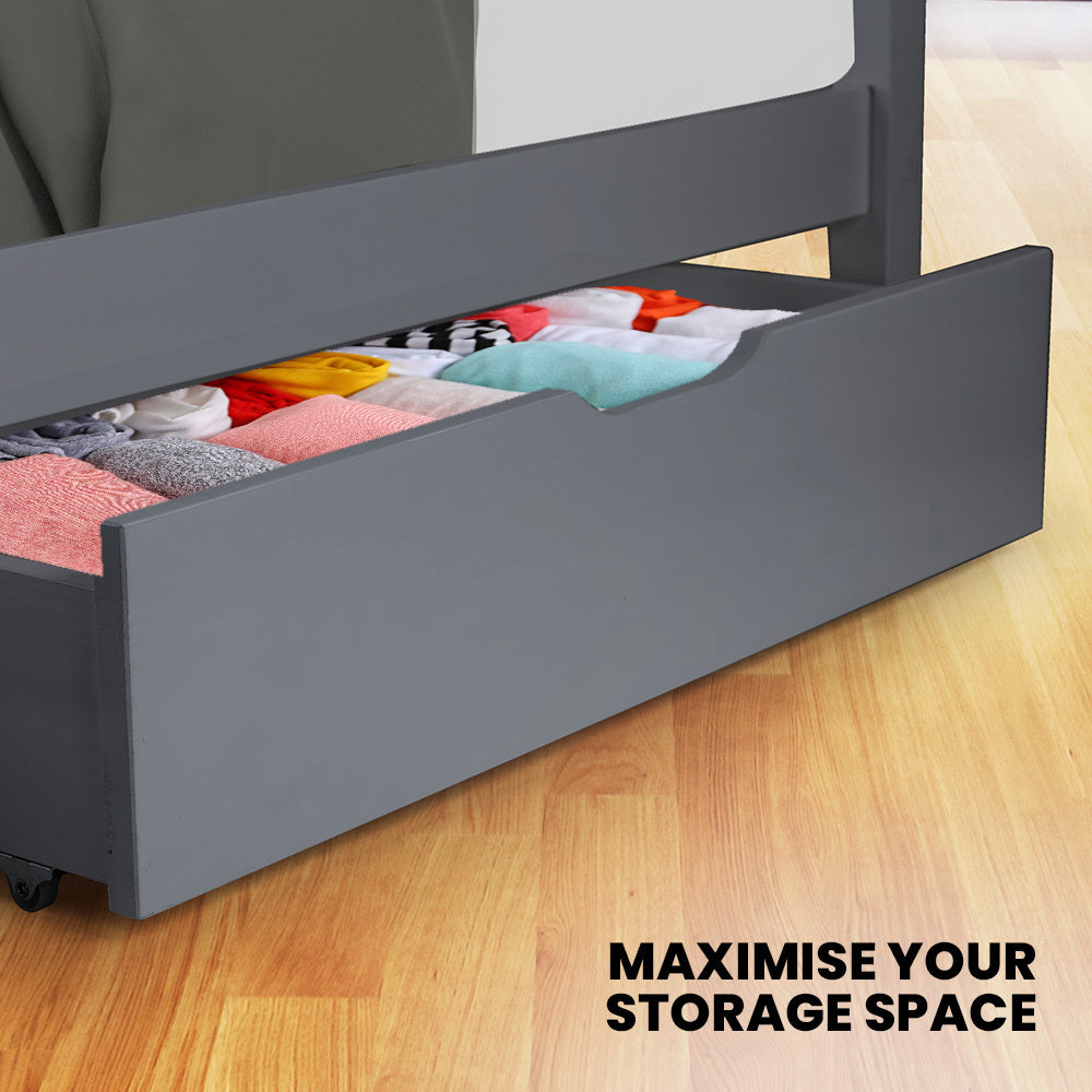 Trundle Storage Under Bunk Bed Drawers 2 Pieces Grey Storage