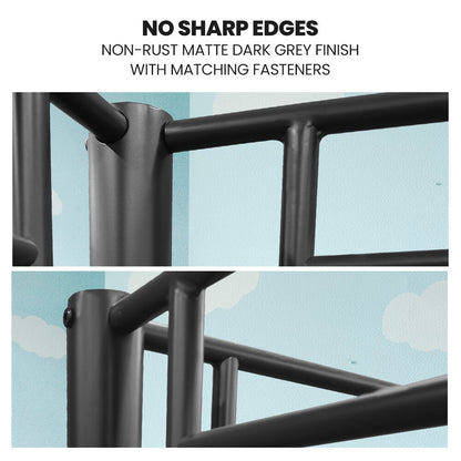 2In1 Single Metal Bunk Bed Frame With Modular Design Dark Matte - 4