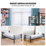 2In1 Single Metal Bunk Bed Frame With Modular Design Dark Matte