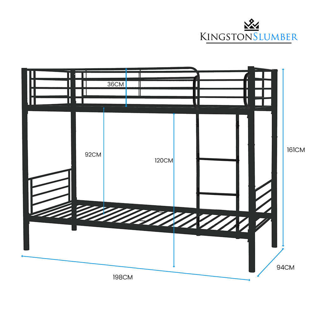 2In1 Single Metal Bunk Bed Frame With Modular Design Dark Matte - 9