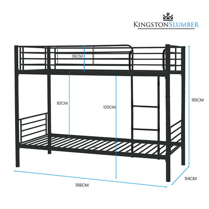 2In1 Single Metal Bunk Bed Frame With Modular Design Dark Matte - 9