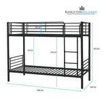 2In1 Single Metal Bunk Bed Frame With Modular Design Dark Matte