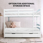 Single Bunk Bed Frame Solid Pine 2-In-1 Modular Design White Slat
