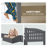 Single Bunk Bed Frame Solid Pine Wood Timber Modular Design Grey