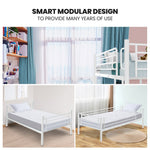 2In1 Single Metal Bunk Bed Frame With Modular Design Matte White