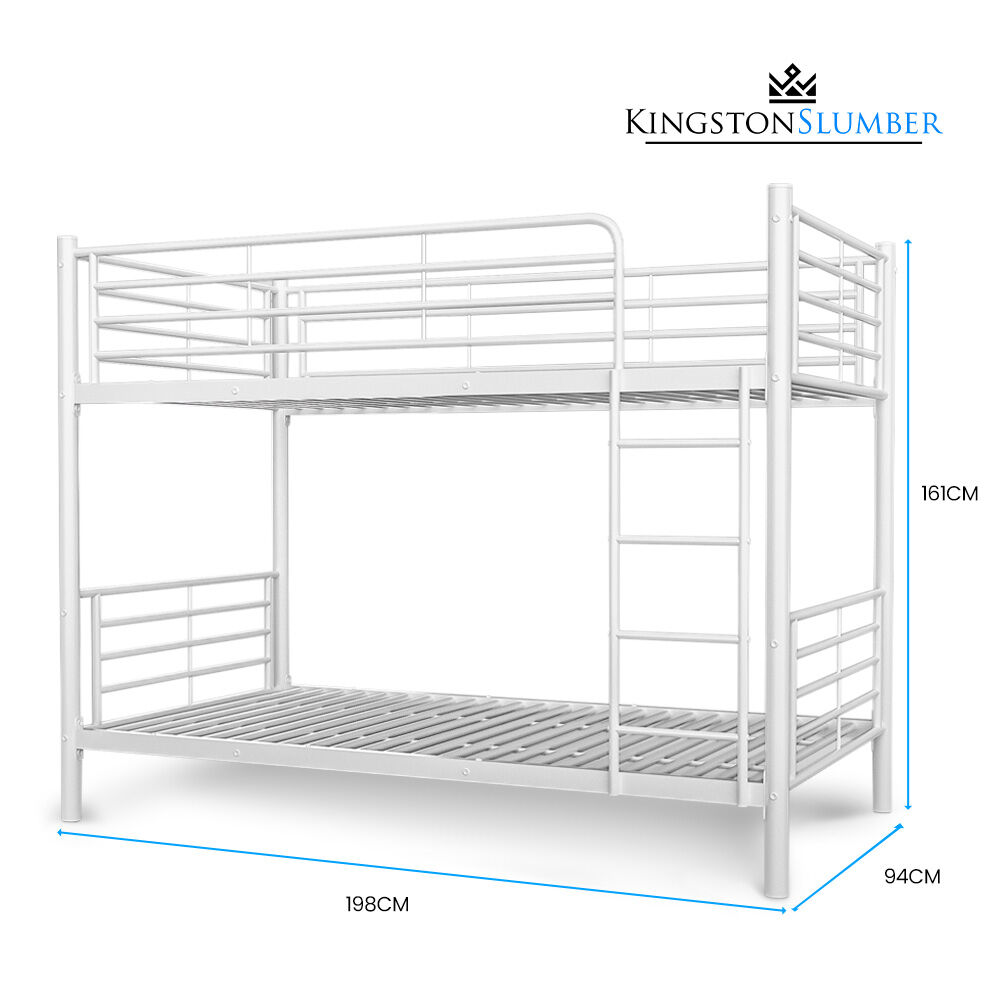2In1 Single Metal Bunk Bed Frame With Modular Design Matte White - 9