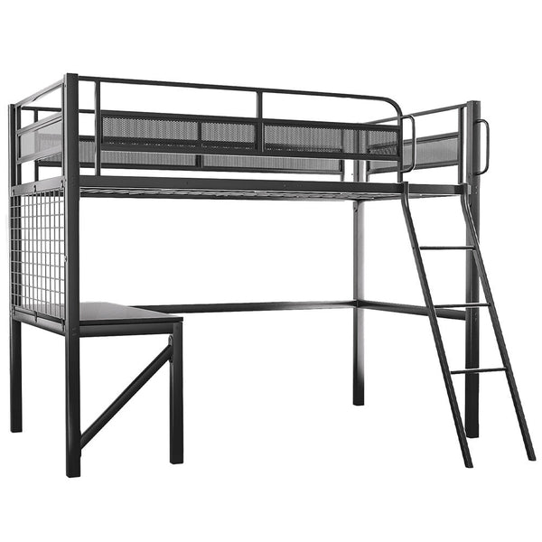  Gaming Loft Bed With Desk Gridwall Steel Metal Frame Space Saving
