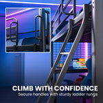 Gaming Loft Bed With Desk Gridwall Steel Metal Frame Space Saving