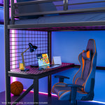 Gaming Loft Bed With Desk Gridwall Steel Metal Frame Space Saving